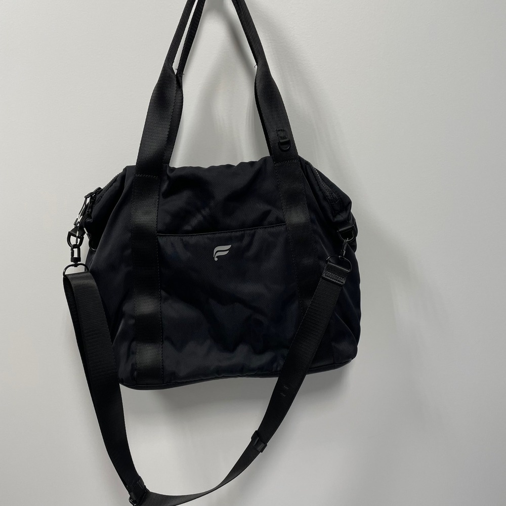 Fabletics Black Nylon Gym Bag Crossbody Tote Athleisure‎ Sporty Travel Messenger